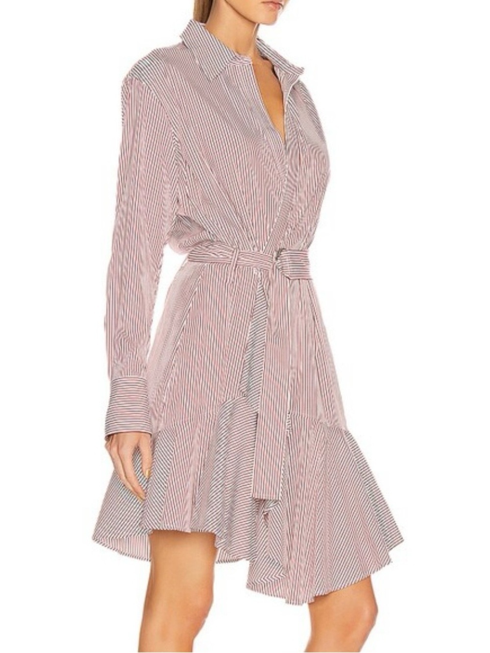 A.L.C NWT Suri Stripped Wrap Ruffle Belted Dress - Picture 2 of 12